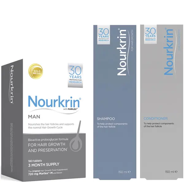 Nourkrin Man For Hair Preservation 6 Month Bundle With Shampoo And Conditioner X2 (Worth £311.78) 3 Nourkrin Man For Hair Preservation 6 Month Bundle With Shampoo And Conditioner X2 (Worth £311.78)